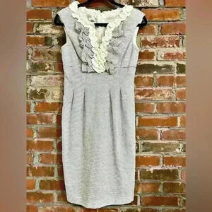 London Times Seersucker Ruffled Dress Size 4